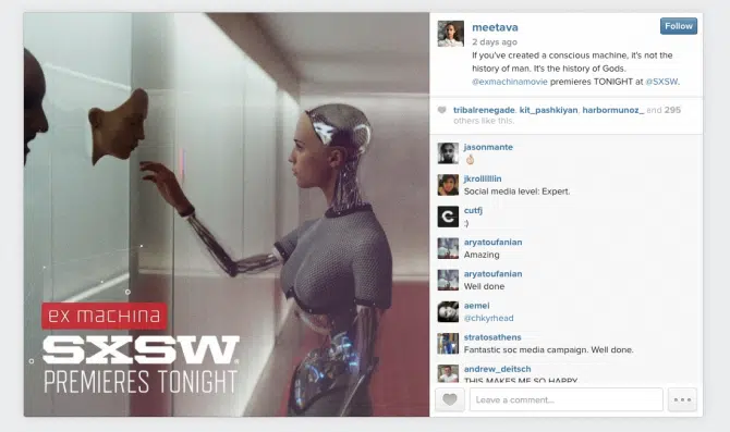 Instagram Page Ex Machina Prank