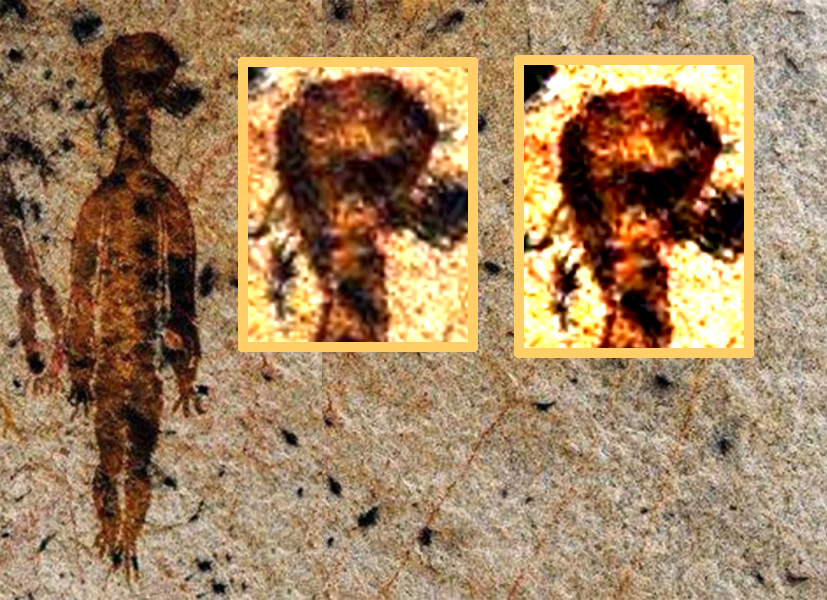 Indian UFO Alien Encounter Cave Painting 2