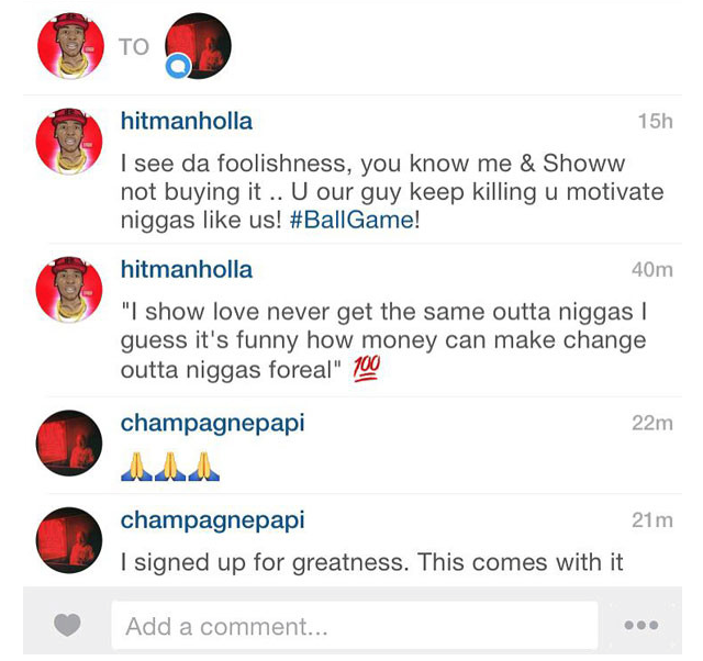 Drake Hitman Holla Instagram Convo