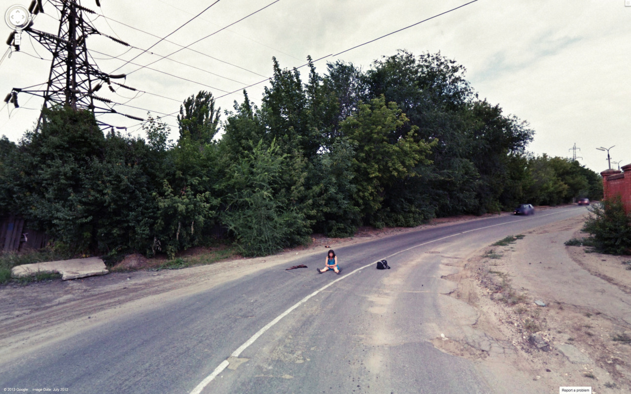 Weird Google Street View - Abandoned Woman