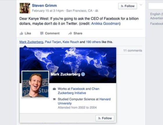 Mark Zuckerberg Likes Kanye Burn