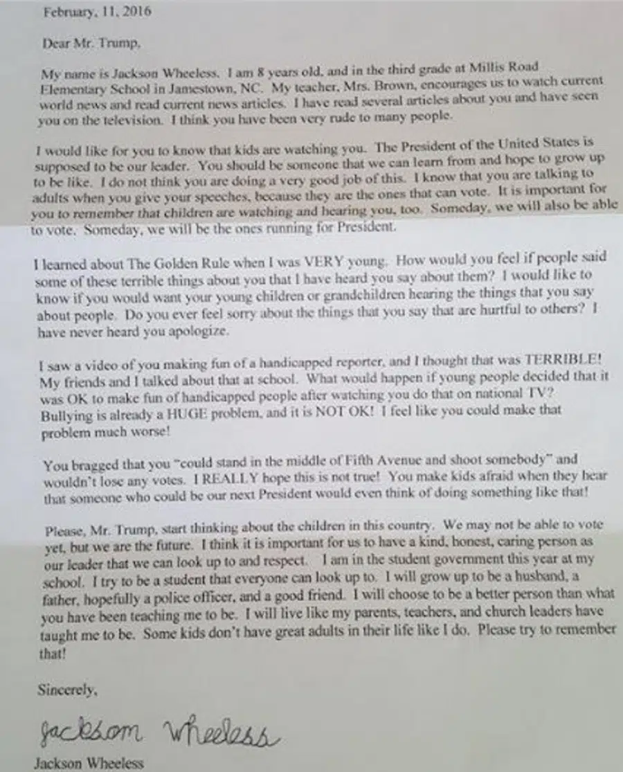 Letter Jackson Wheeless