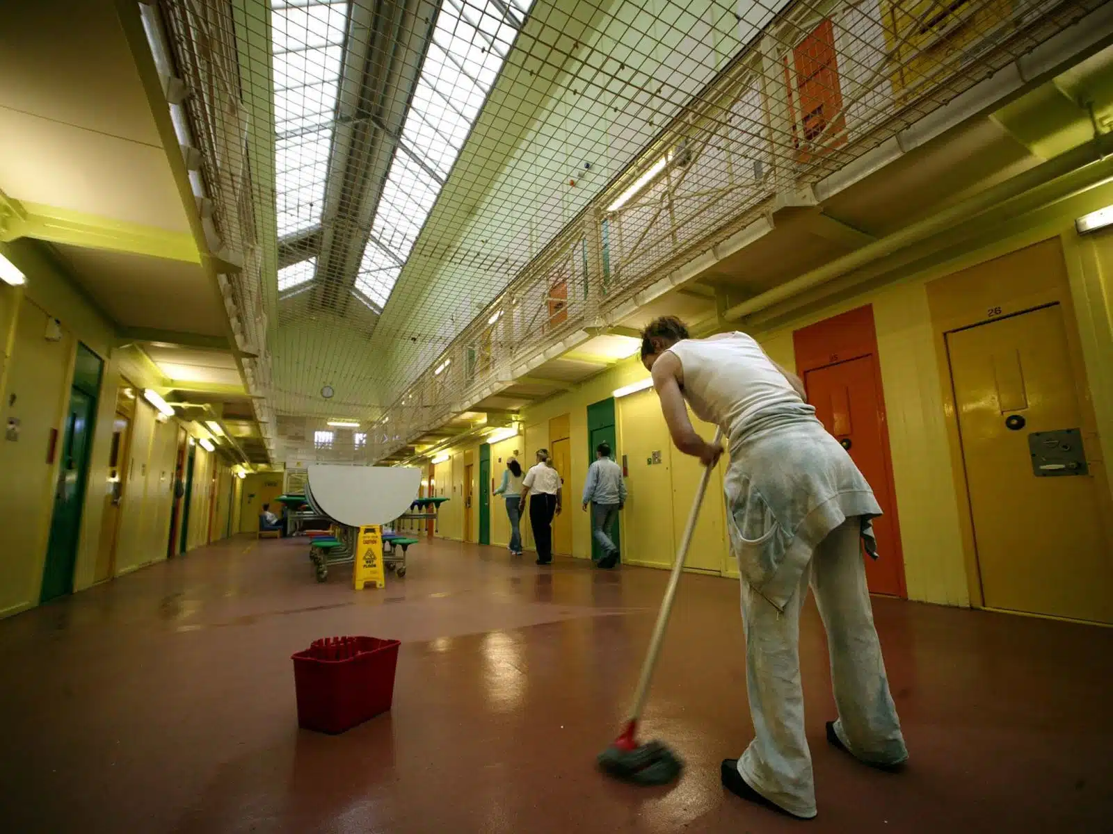 Mopping floors in jail