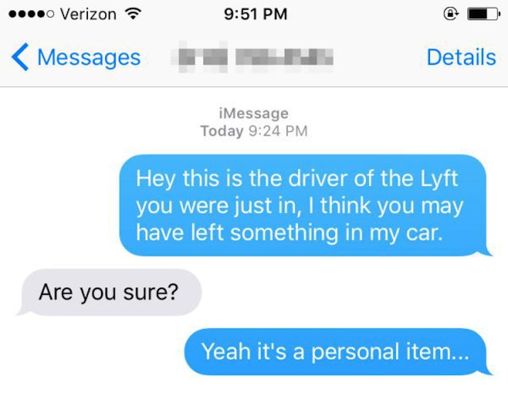 Lyft driver text