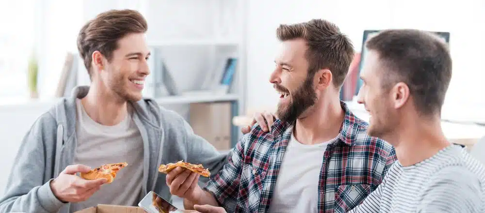 people eating pizza