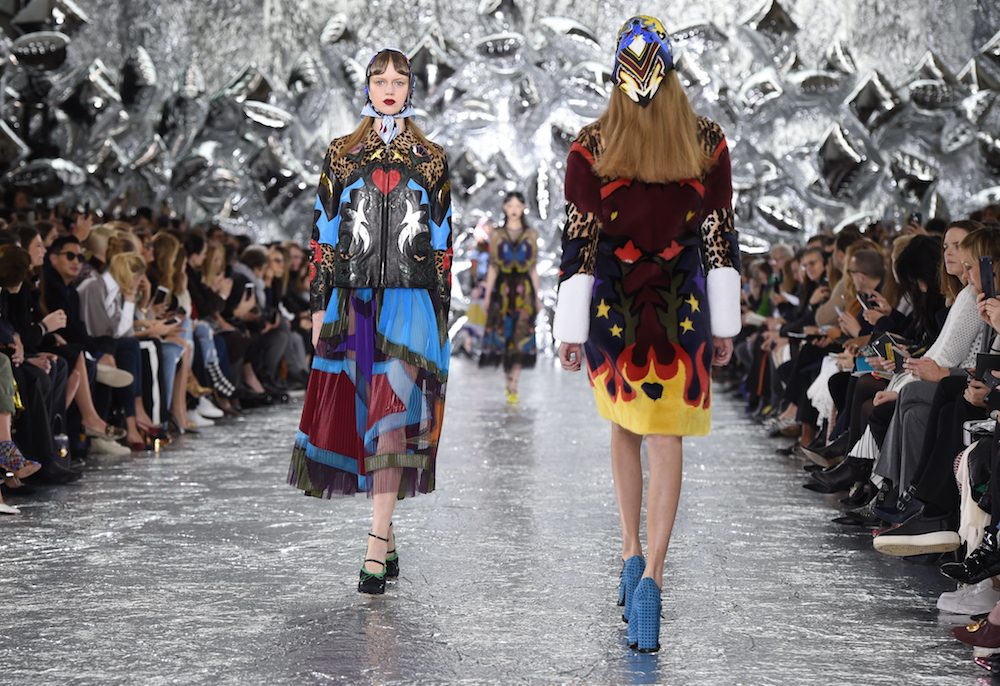 LONDON, ENGLAND - FEBRUARY 21: Models walk the runway at the Mary Katrantzou show during London Fashion Week Autumn/Winter 2016/17 at Central Saint Martins on February 21, 2016 in London, England. (Photo by Stuart C. Wilson/Getty Images)