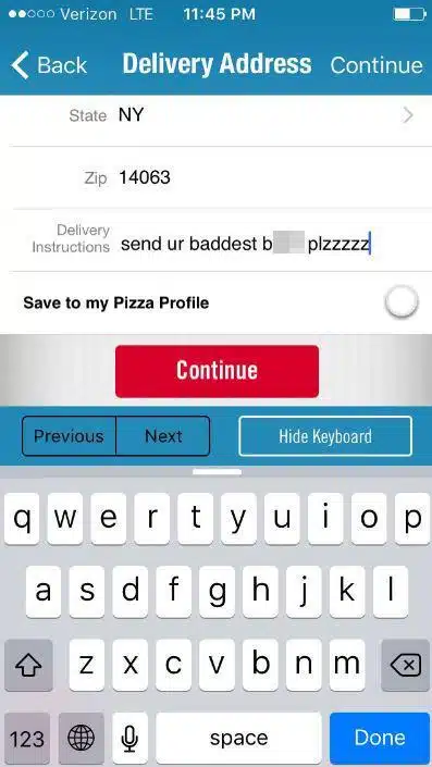 Domino's request