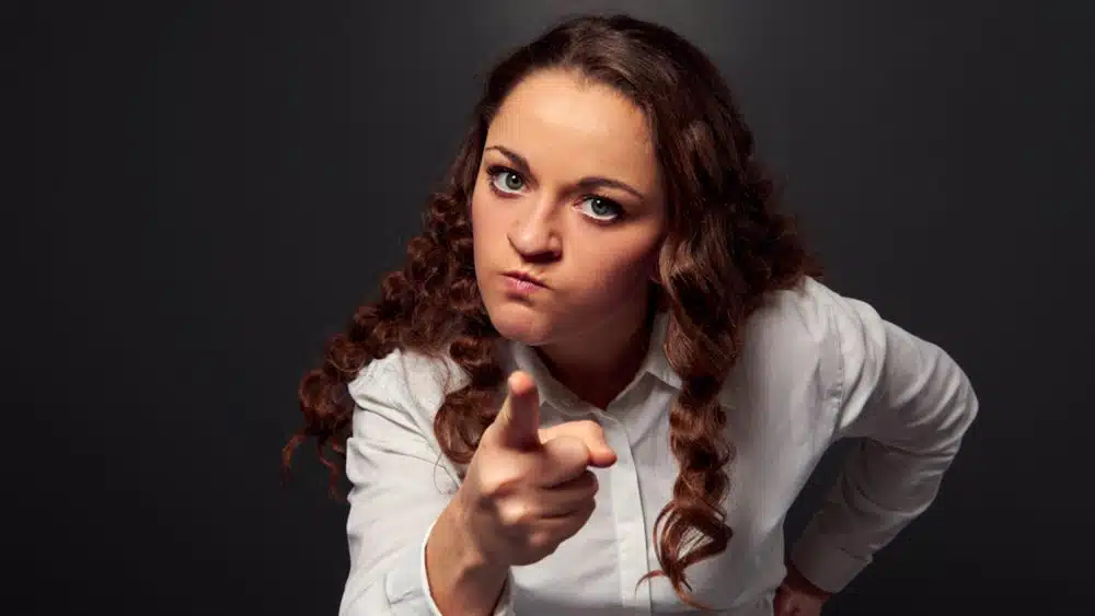angry woman pointing
