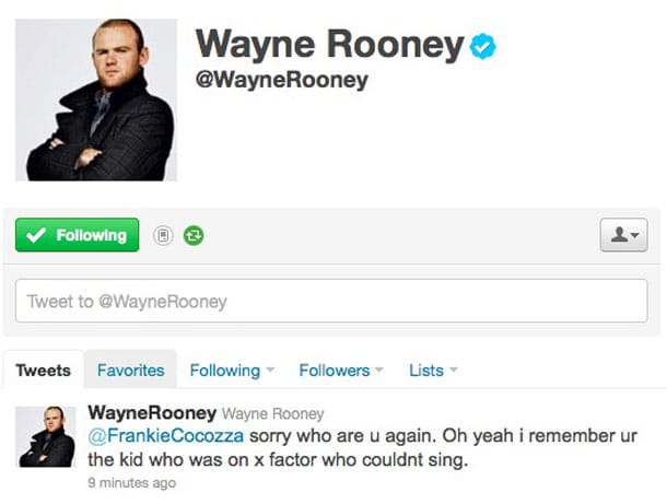 Frankie Cocozza Wayne Rooney