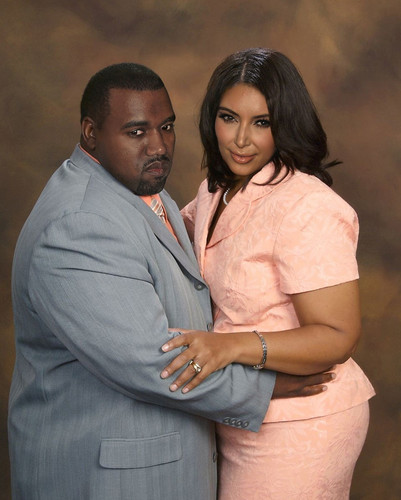 Fat Kanye West and Kim Kardashian