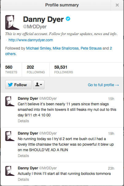 danny dyer tweet