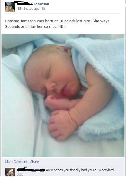 Hashtag Baby Facebook Screengrab