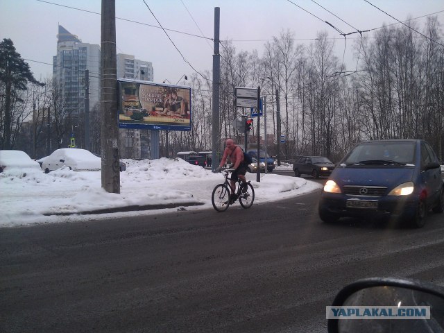 Hilarious Russian Photos - Cold Cyclist