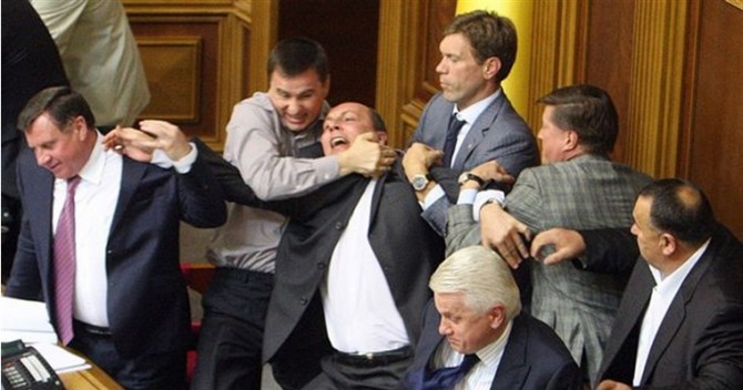 Ukranian Parliament Fight Dec 2012