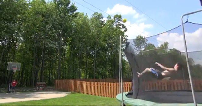 Insane Basketball Trampoline Shot