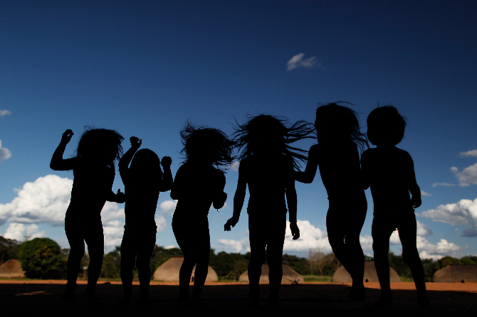 Amazonian Indians dancing