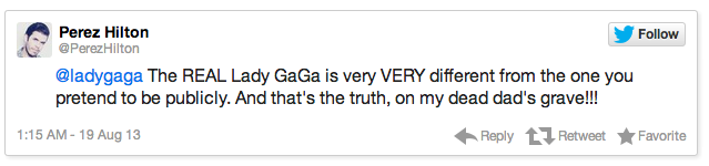 Lady Gaga Perez Hilton Twitter War Screengrab 2