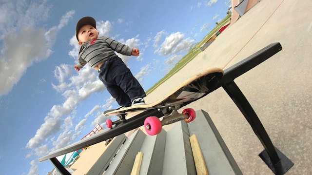 Baby on skateboard