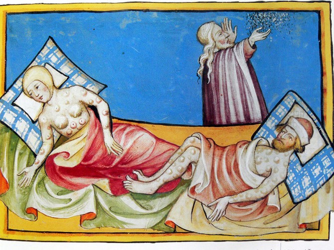 Black Death - The Plague - Buboes Painting 1411 Bible