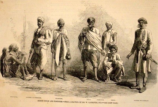 Thuggee - India - Group of Thugs - Early 19th Century Drawing prison