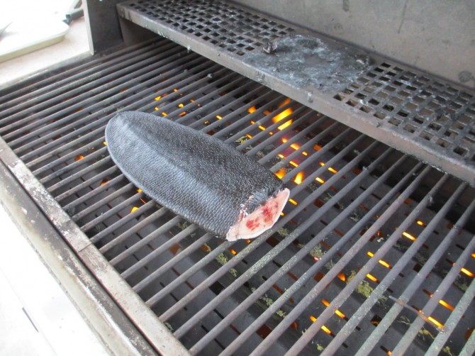 Tudor Gluttony Feast - Beaver Tail cooking