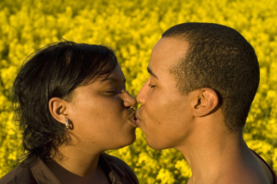 Young couple kissing