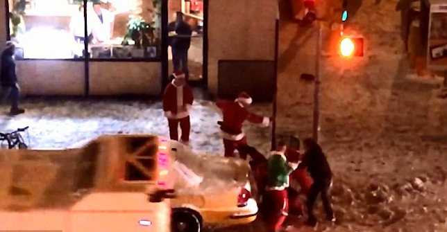 Drunken Santacon Brawl NYC