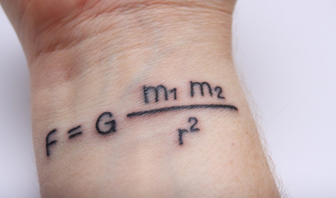 Science Maths Geek Tattoos - Newton’s Law of Universal Gravitation