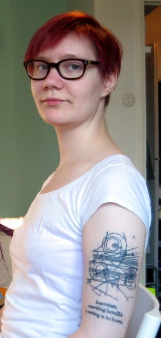 Science Maths Geek Tattoos -  particle accelerator collision as seen in a bubble chamber + Carl Sagan