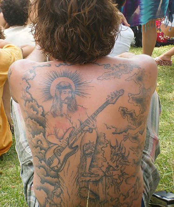 Weird Bad Jesus Tattoo - Jesus Guitar