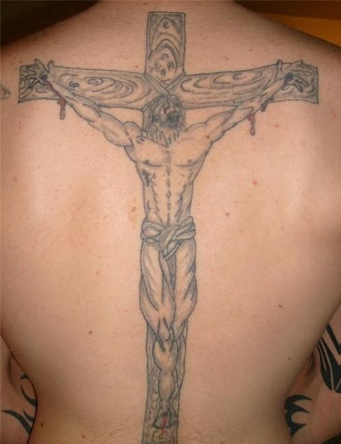 Weird Bad Jesus Tattoo - Legs gone weird