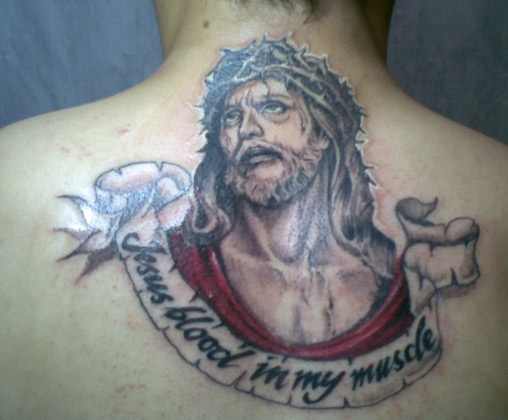 Weird Bad Jesus Tattoo - Muscle