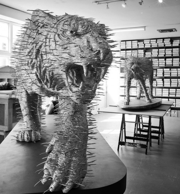 David Mach - Coathanger Art - Tiger