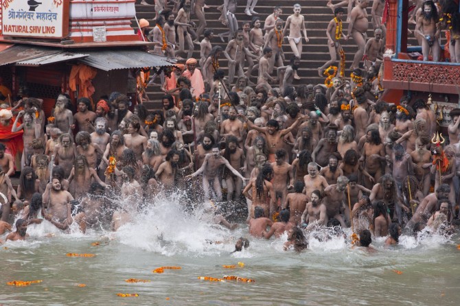 Kumbh Mela - Naga Sadhus bathe