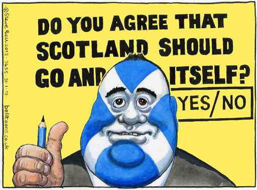 31.01.13: Steve Bell on the wording of the Scottish independence referendum