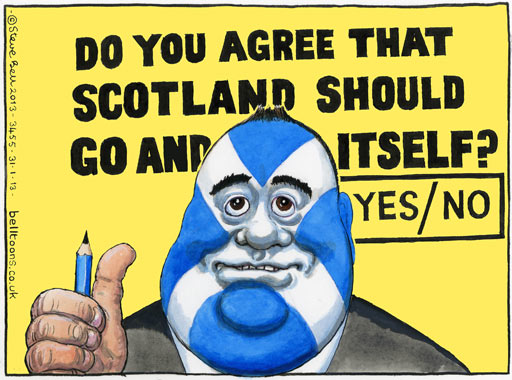 31.01.13: Steve Bell on the wording of the Scottish independence referendum