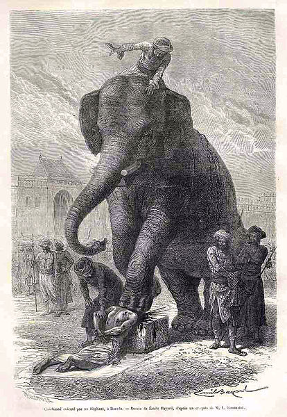 Execution death by elephant - old picture