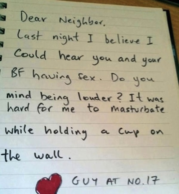 Loud Sex Passive Aggressive Note