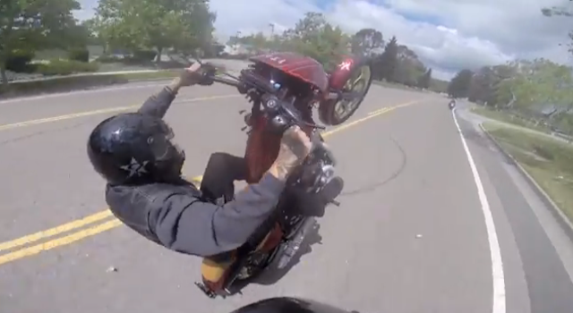 Harley Davidson Riders Popping Wheelies