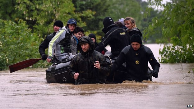 Serbia Bosnia Floods - boat
