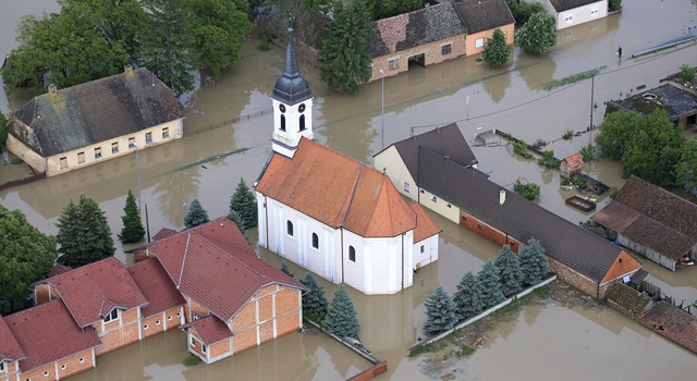 Serbia Bosnia Floods - church