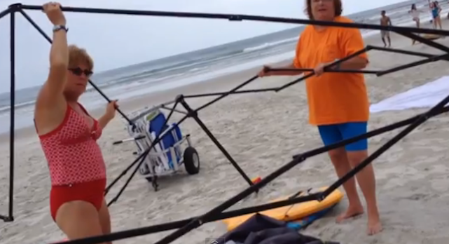 Middle Aged Women Steal Stuff Off Beach