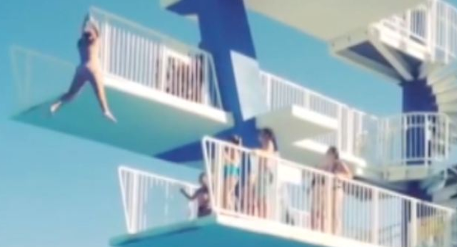 Woman's Diving Board Disaster
