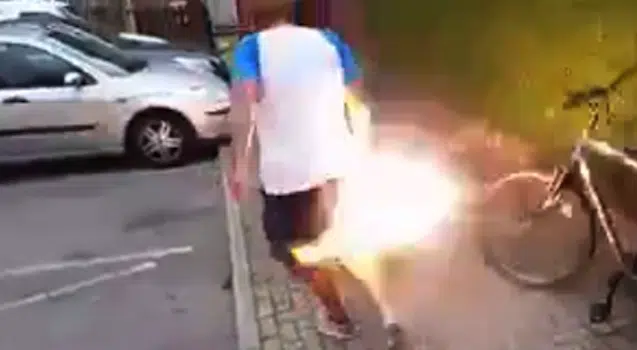 Guy Lights Firecracker Pocket