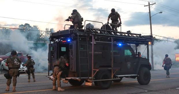 ferguson police APC tear gas