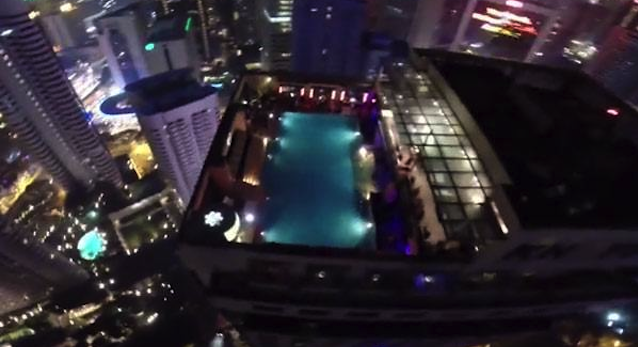 Base Jumper Crashes Pool Party