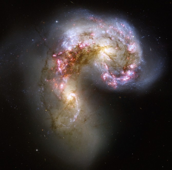 Amazing Space - two spiral galaxies collide