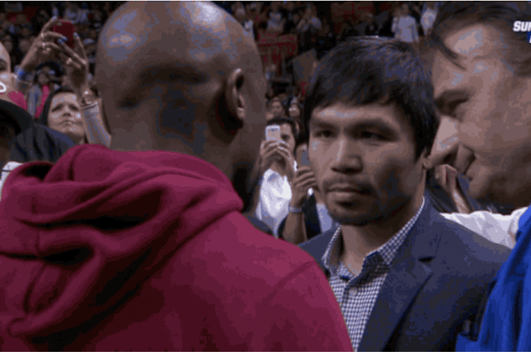 Watch Manny Pacquiao And Floyd Mayweather Come Face-To-Face For The First Time Yesterday