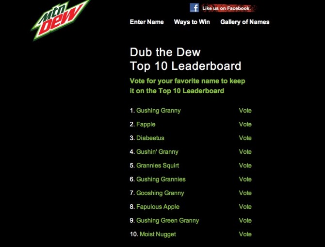 Online Competition Fail - Mountain Dew 2