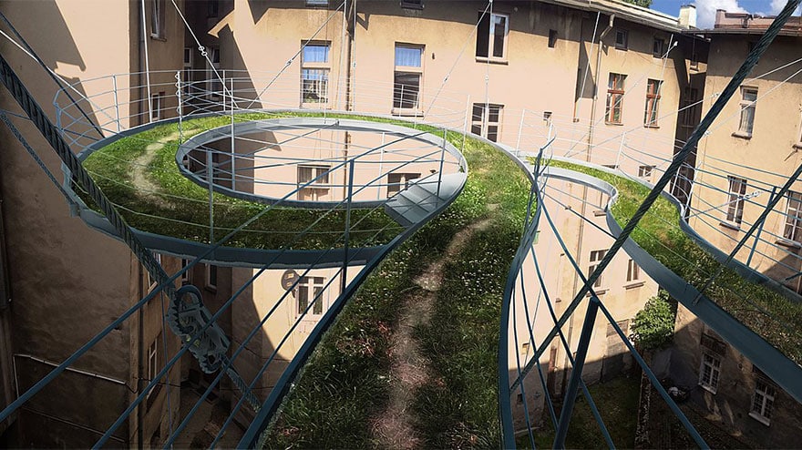 Polish Architects Have Built This Awesome Walkway Connecting Two Offices On A Minimal Budget
